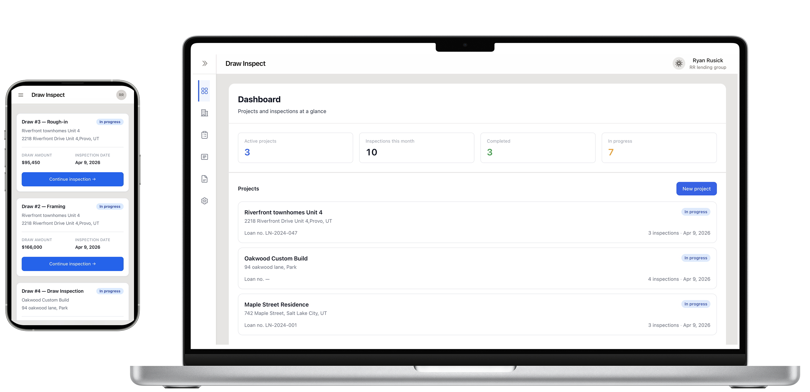 Draw Inspect dashboard and mobile inspector app